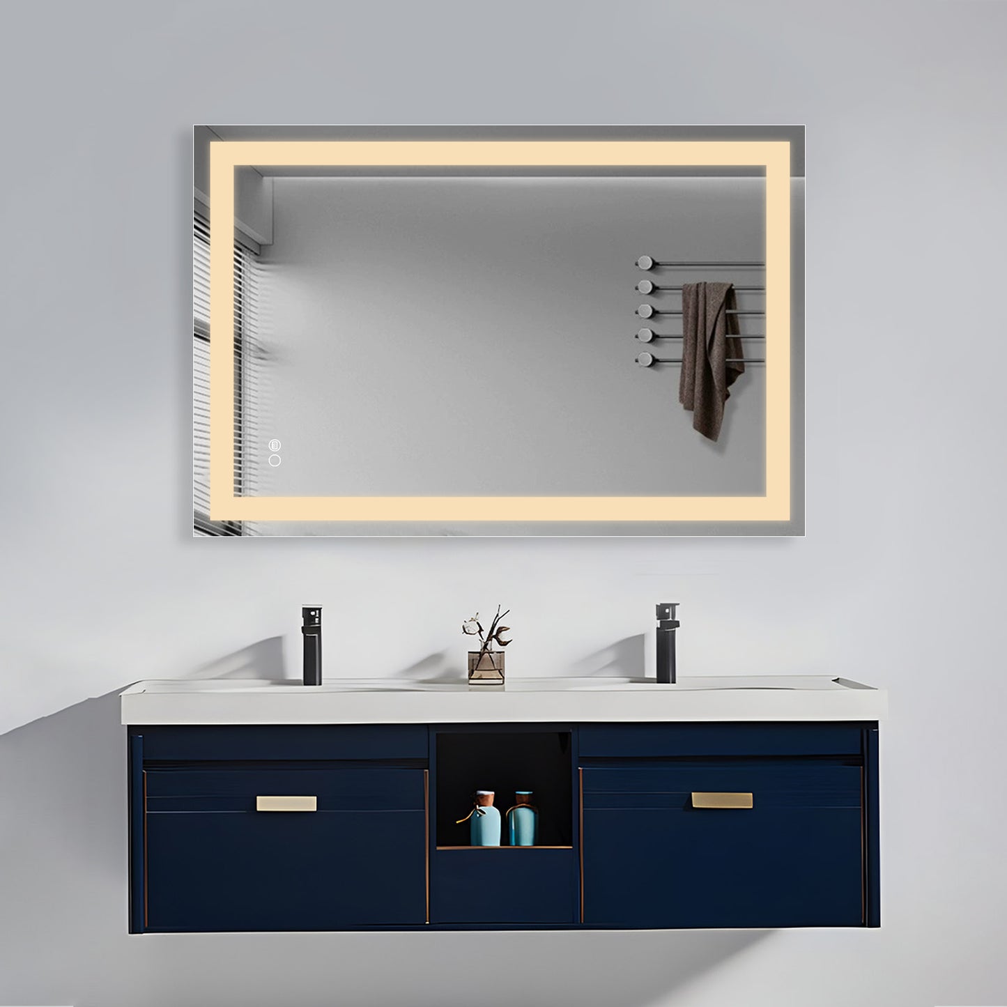 COLINE 20" x 28" Rectangular Silver Frameless LED Mirror