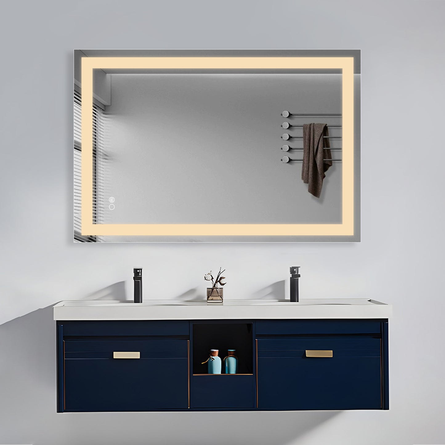 COLINE 24" x 32" Rectangular Silver Frameless LED Mirror