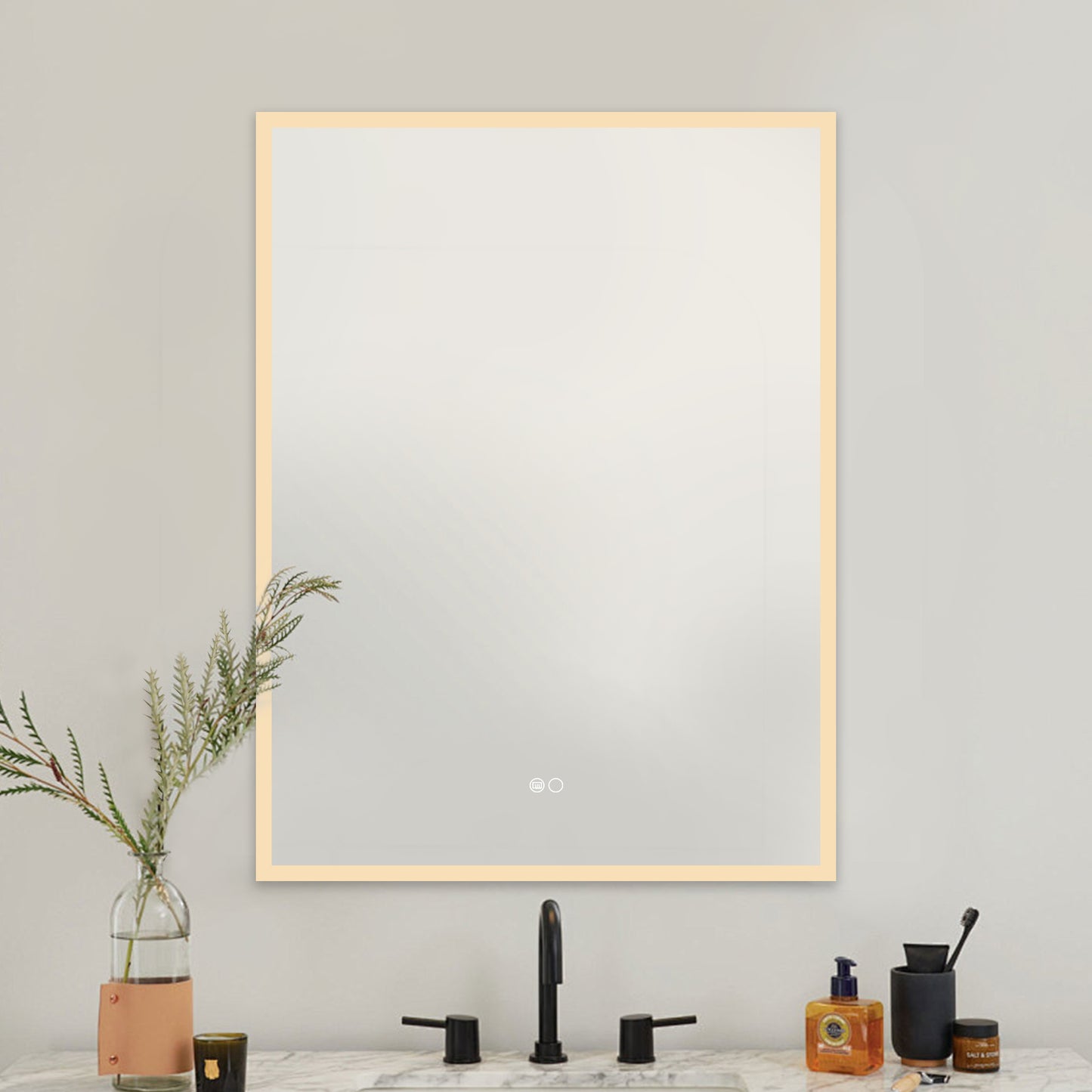 COLINE 24" x 32" Rectangular Silver Frameless LED Mirror Cabinet