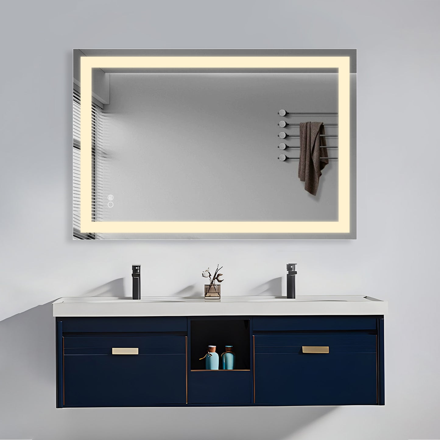 COLINE 24" x 32" Rectangular Silver Frameless LED Mirror
