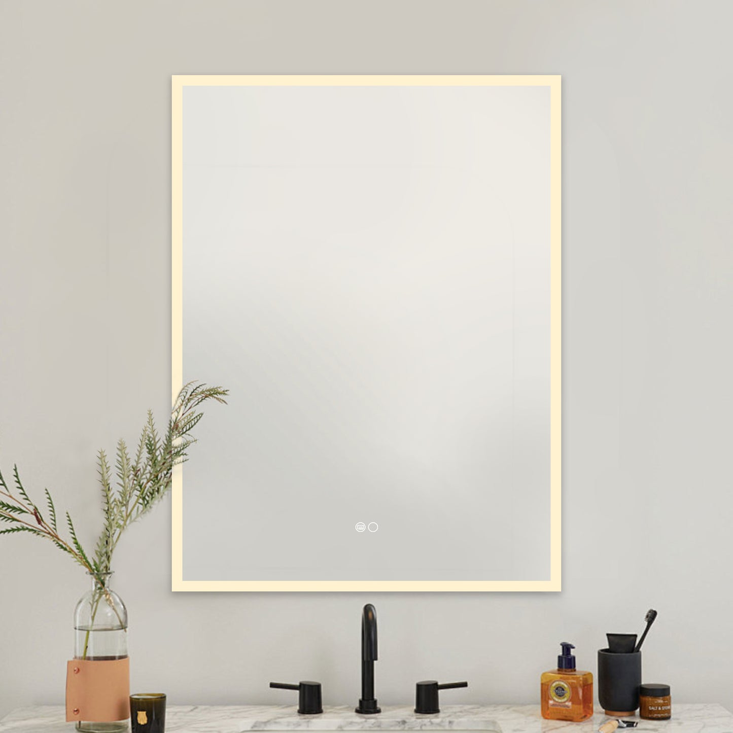 COLINE 24" x 32" Rectangular Silver Frameless LED Mirror Cabinet