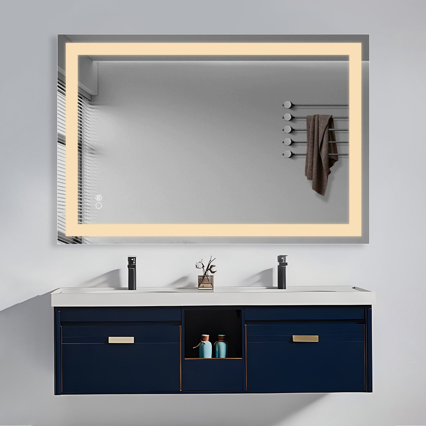 COLINE 28" x 40" Rectangular Silver Frameless LED Mirror