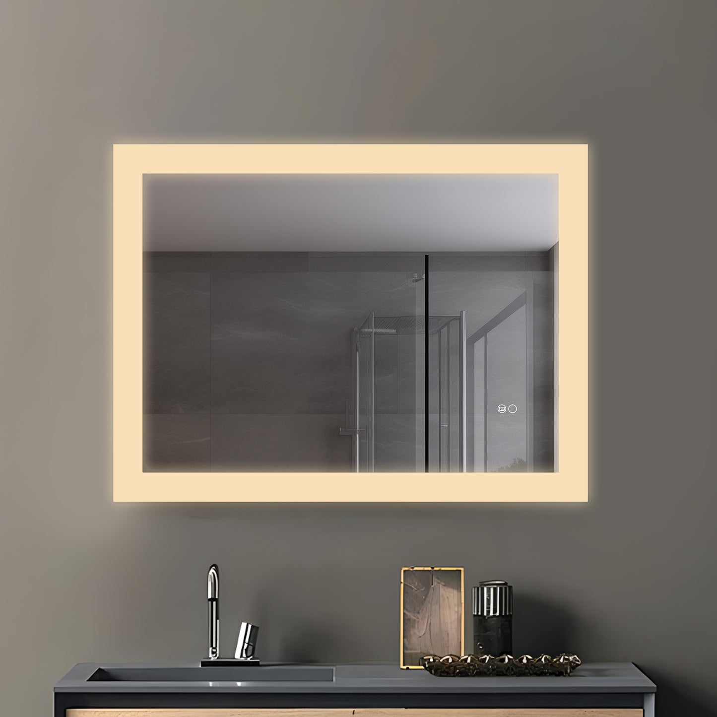 COLINE 32" x 24" Rectangular Silver Frameless LED Mirror