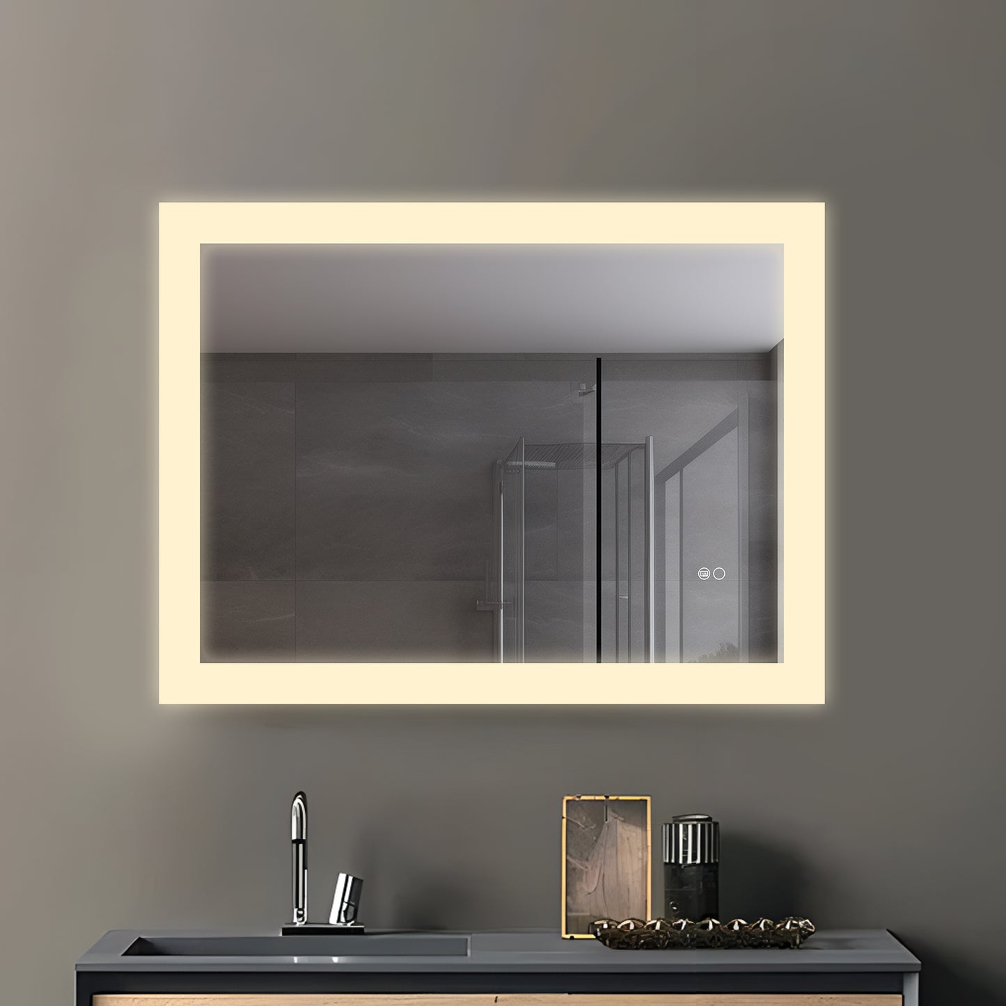 COLINE 32" x 24" Rectangular Silver Frameless LED Mirror