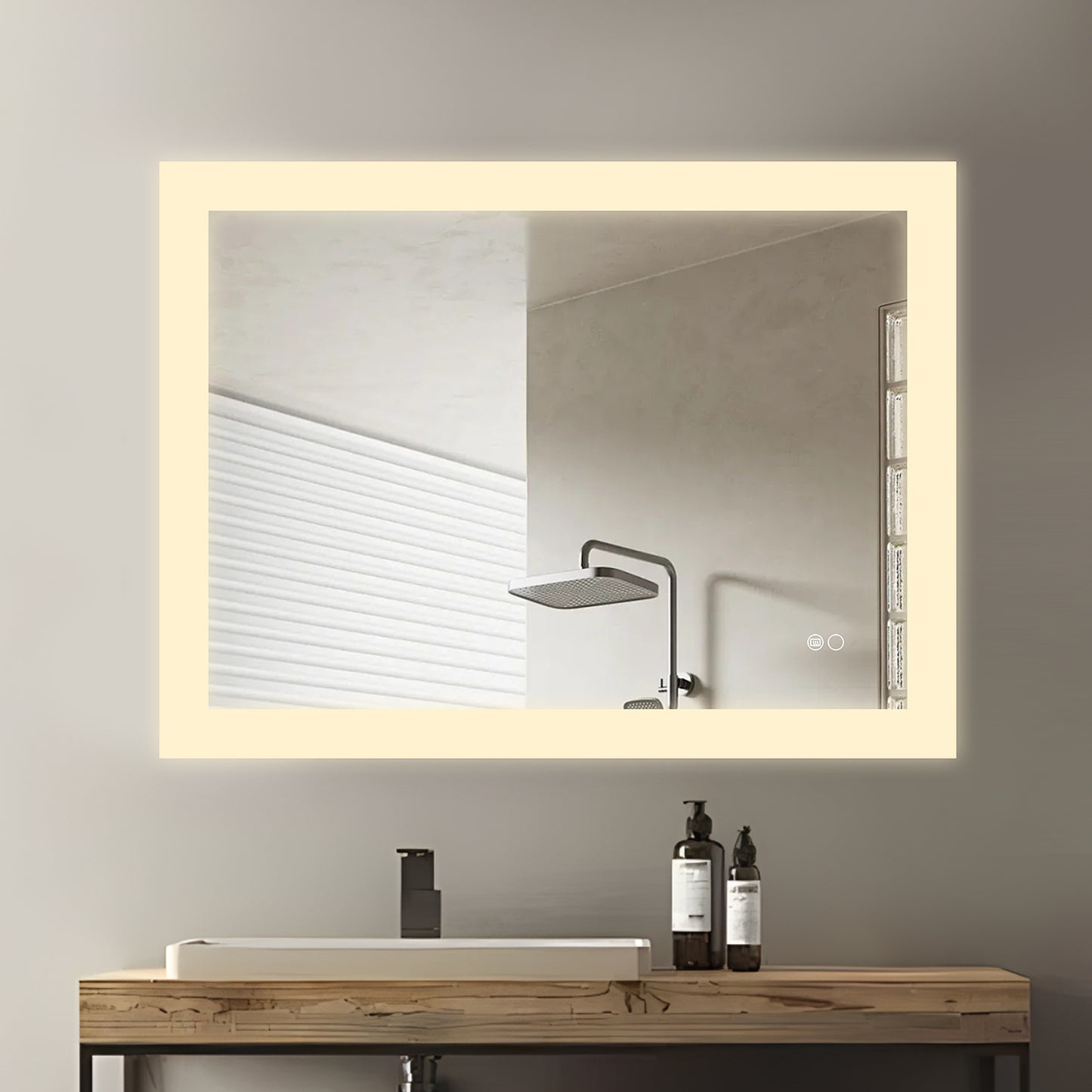 COLINE 32" x 24" Rectangular Silver Frameless LED Mirror