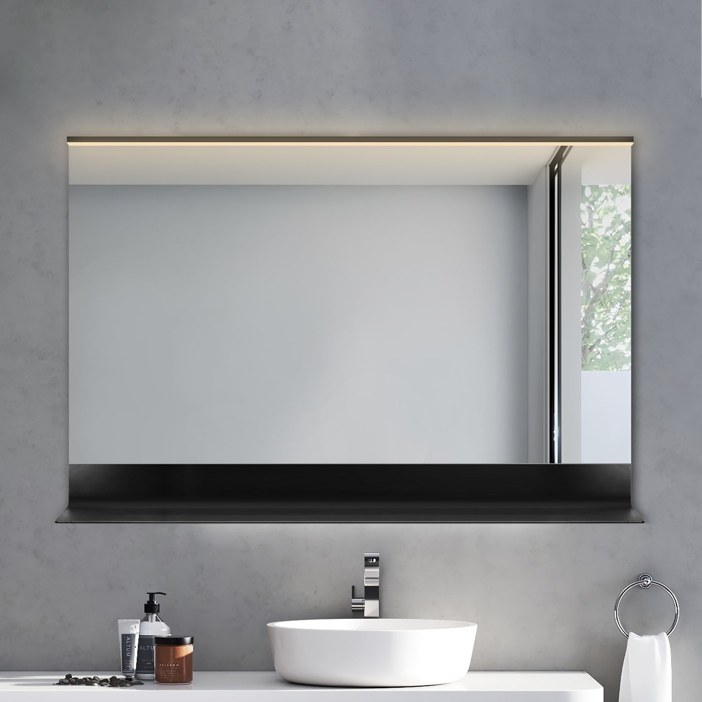COLINE 40" x 24" Rectangular Black Frameless LED Mirror