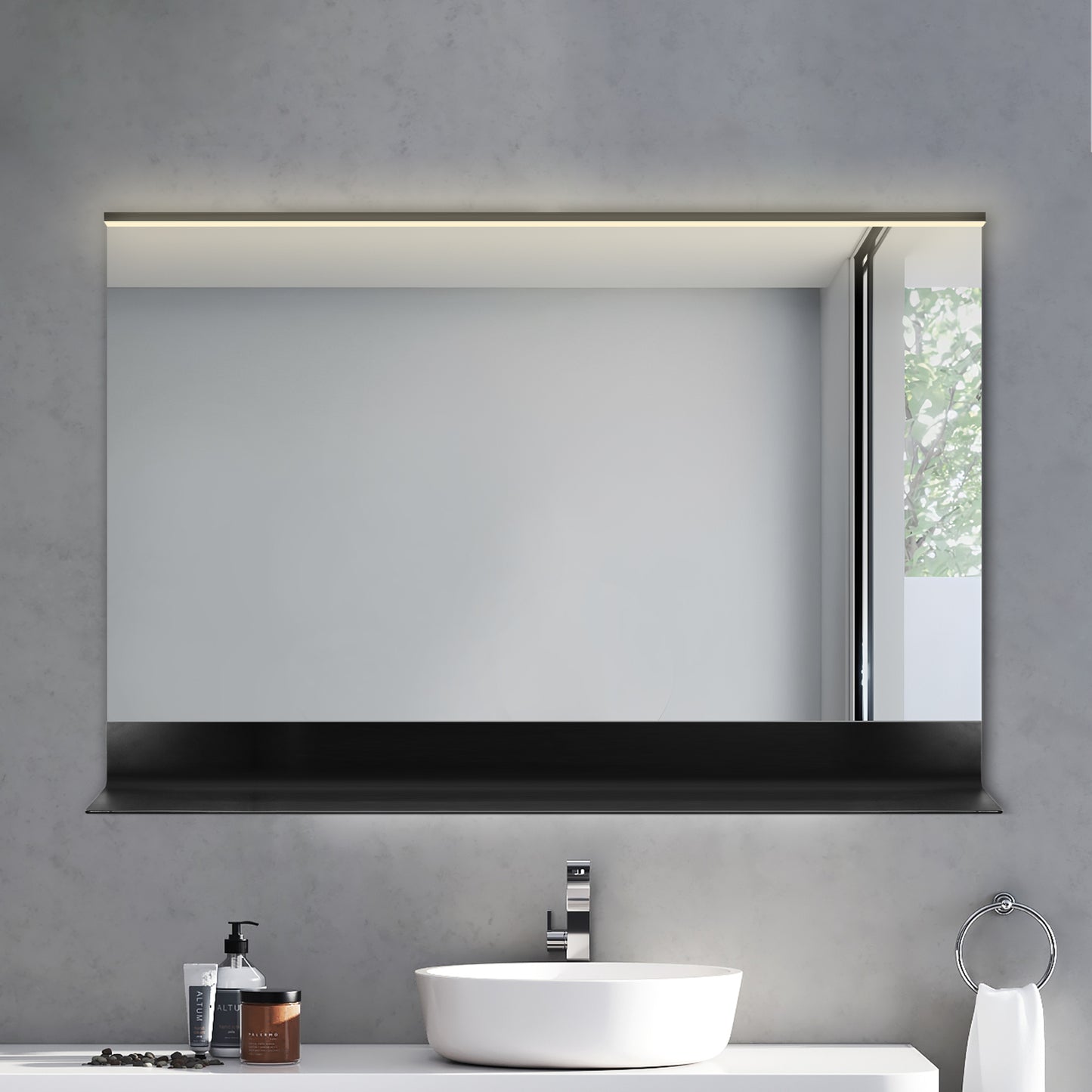 COLINE 40" x 24" Rectangular Black Frameless LED Mirror