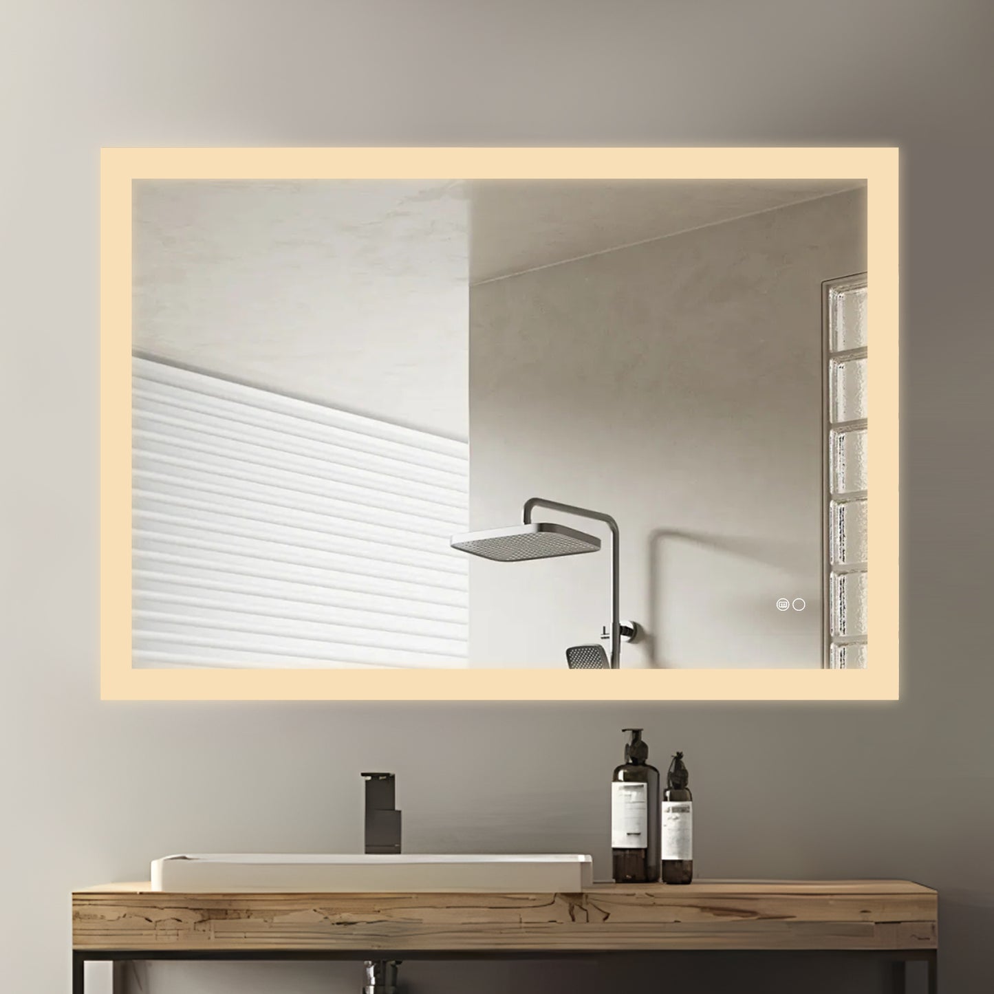COLINE 40" x 24" Rectangular Black Metal Framed LED