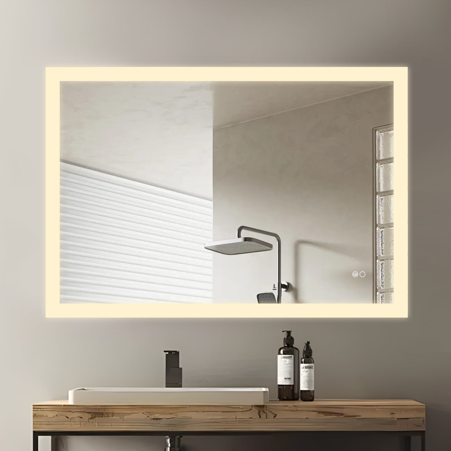 COLINE 40" x 24" Rectangular Black Metal Framed LED