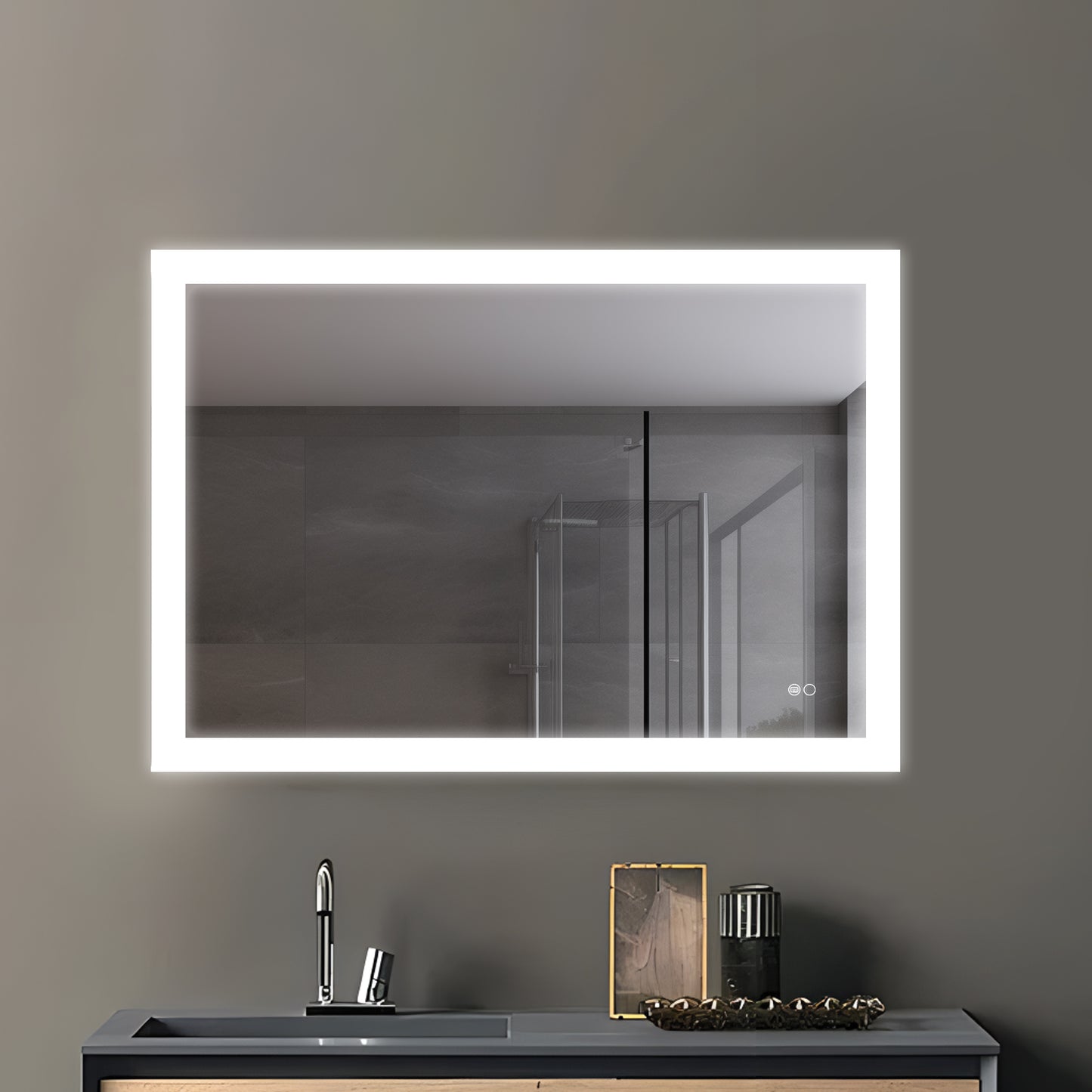 COLINE 40" x 24" Rectangular Silver Frameless LED Mirror