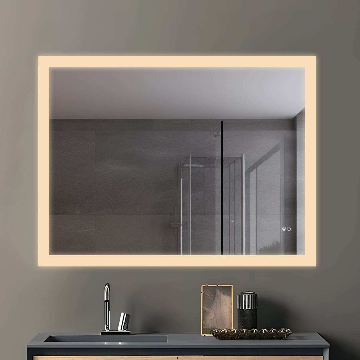 COLINE 48" x 36" Rectangular Silver Frameless LED Mirror