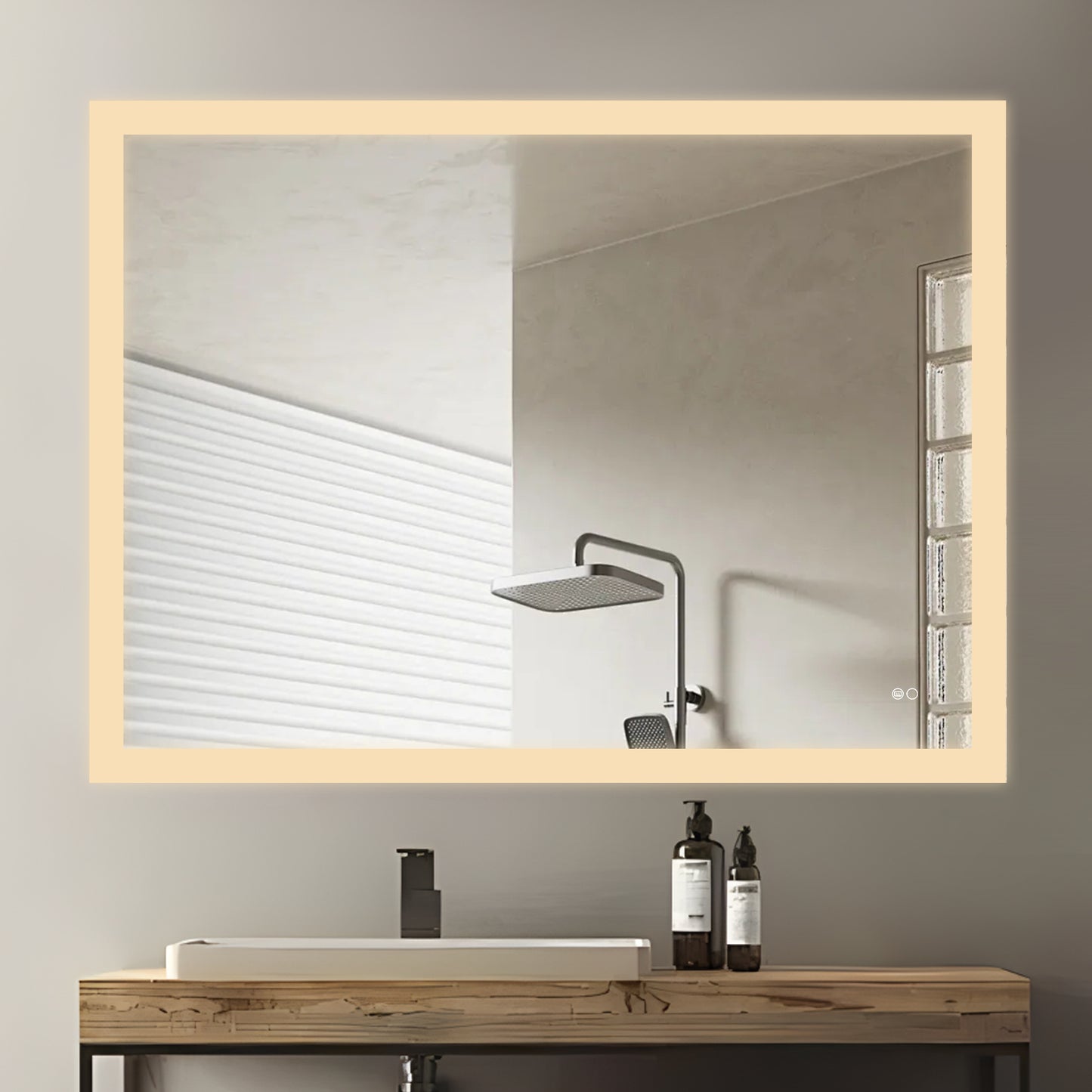 COLINE 48" x 36" Rectangular Black Metal Framed LED