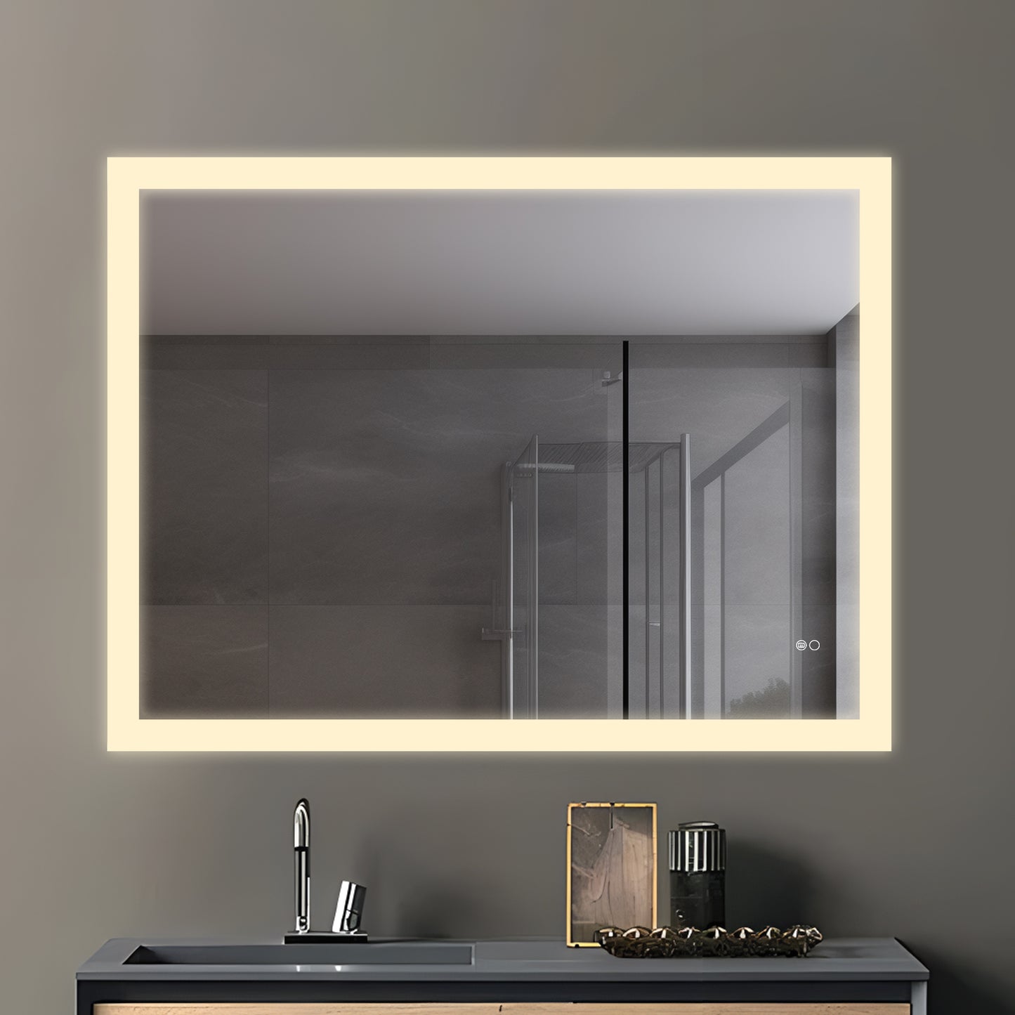 COLINE 48" x 36" Rectangular Silver Frameless LED Mirror