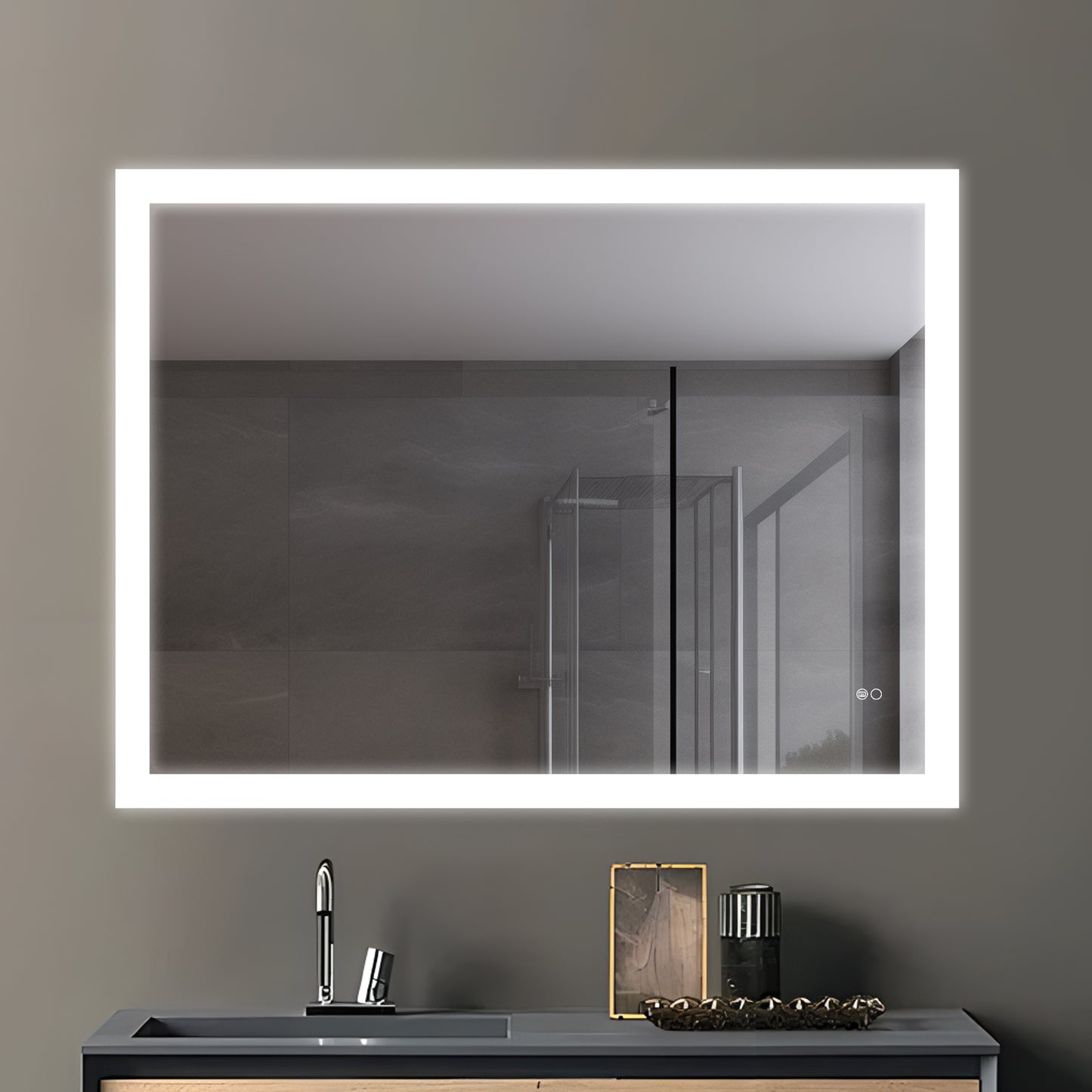 COLINE 48" x 36" Rectangular Silver Frameless LED Mirror