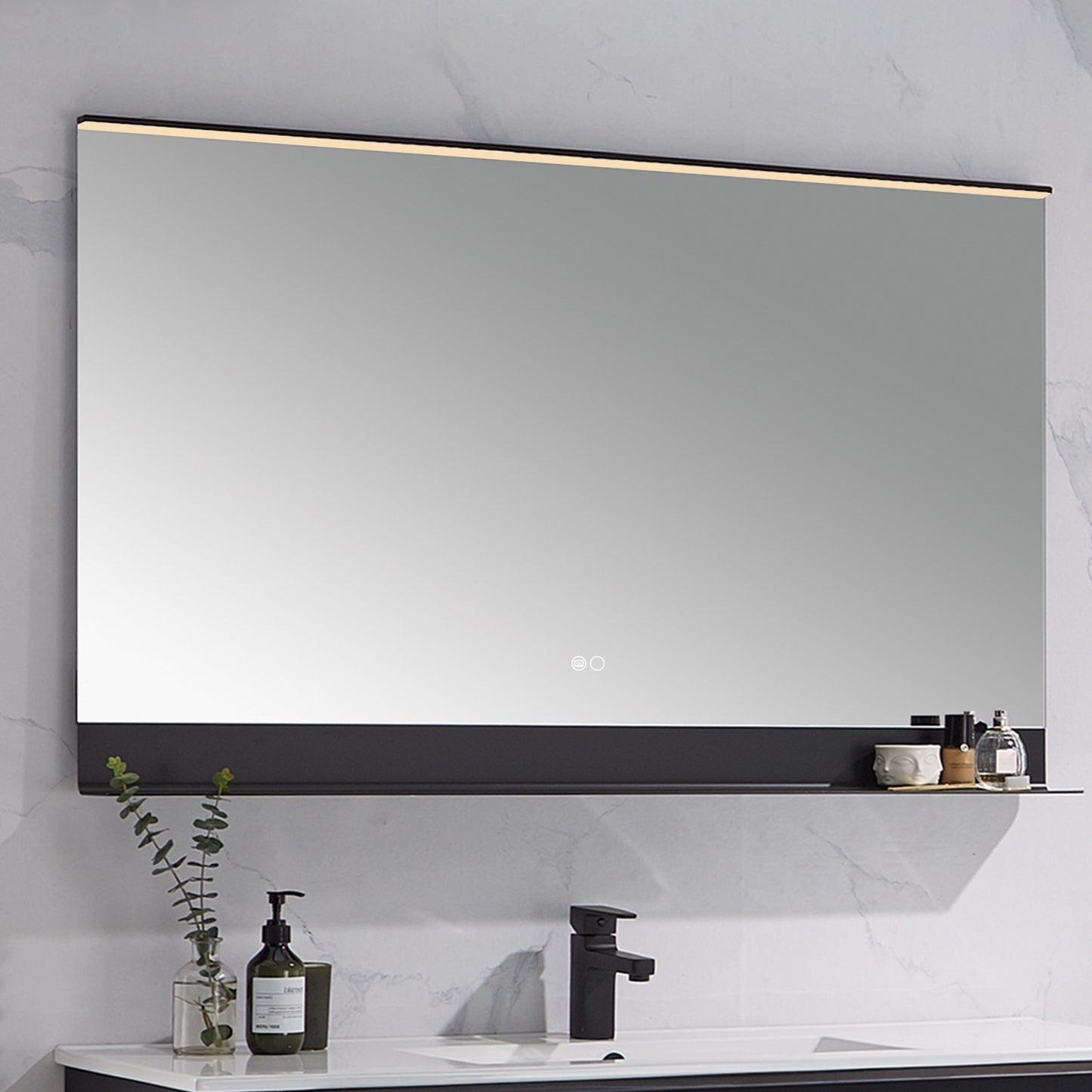 COLINE 40" x 24" Rectangular Black Frameless LED Mirror