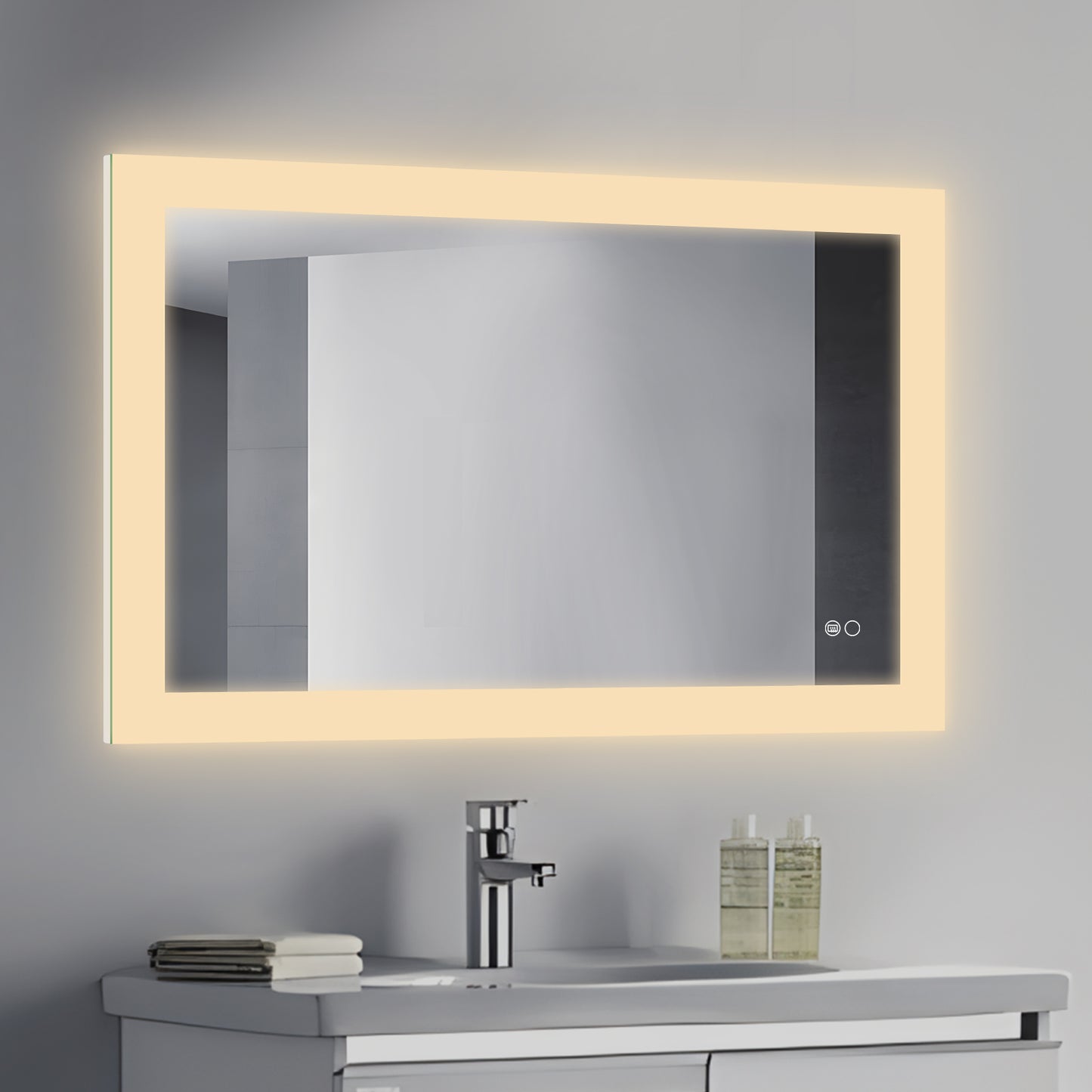 COLINE 40" x 24" Rectangular Silver Frameless LED Mirror