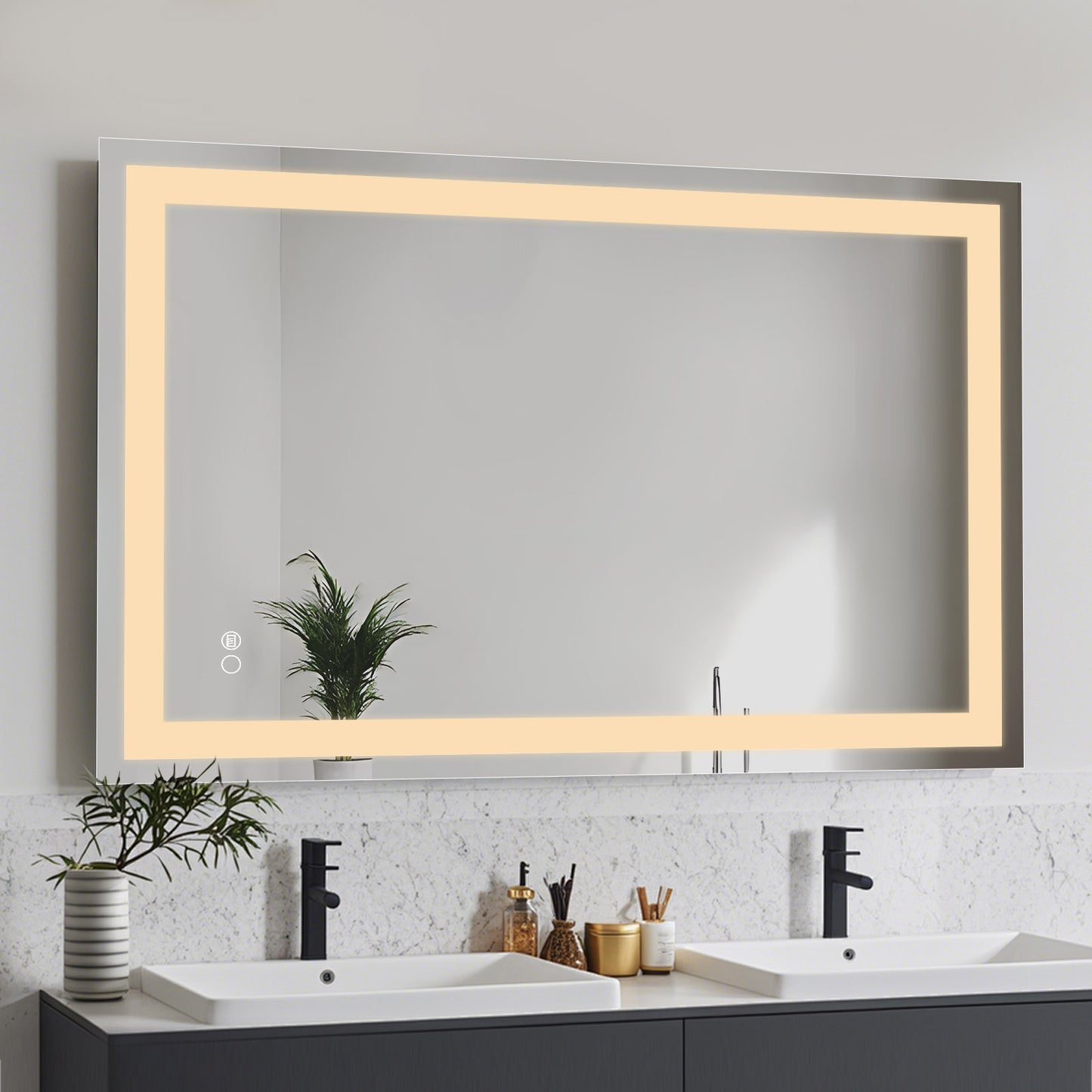 COLINE 28" x 40" Rectangular Silver Frameless LED Mirror