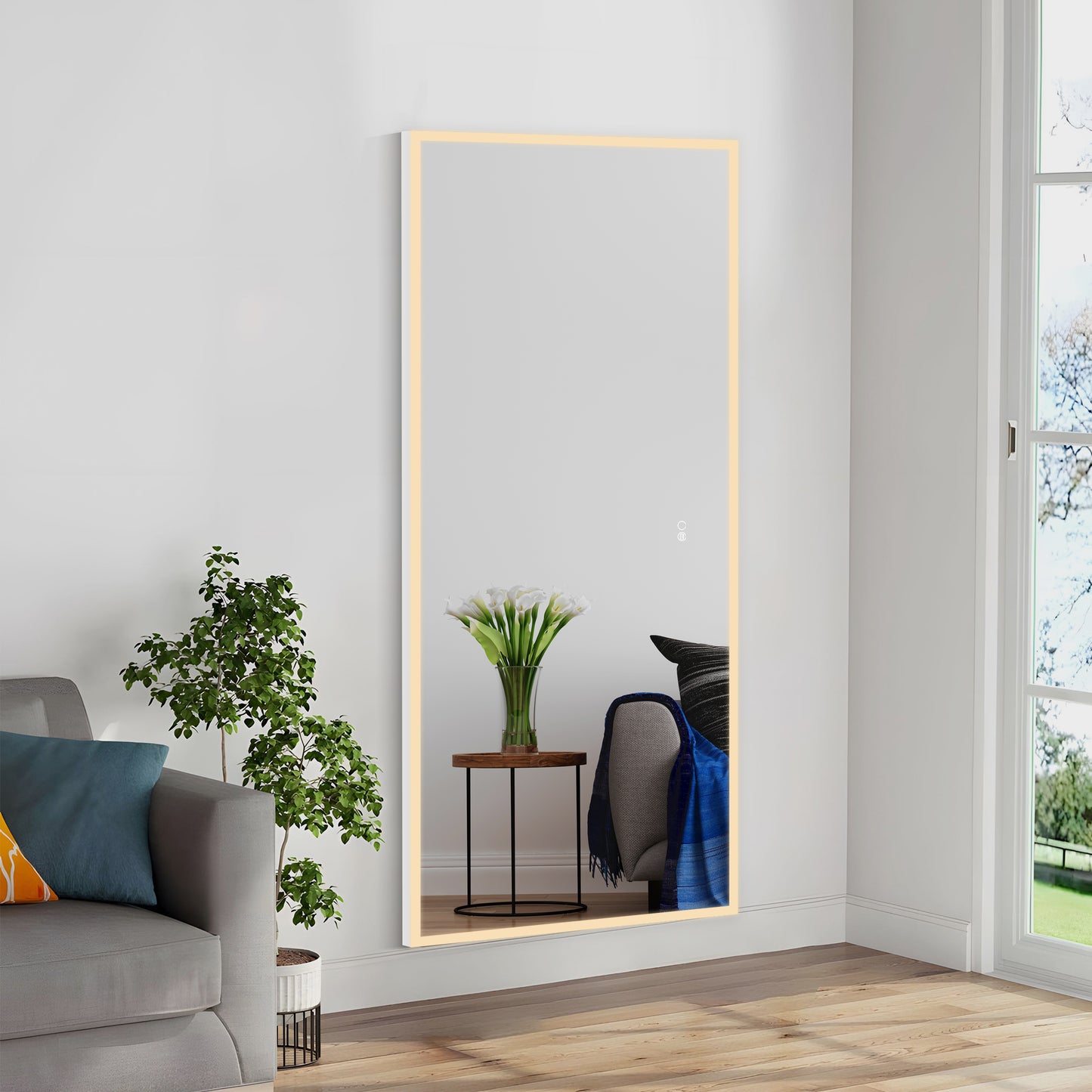 COLINE 26" x 63" Rectangular Silver Frameless LED Mirror
