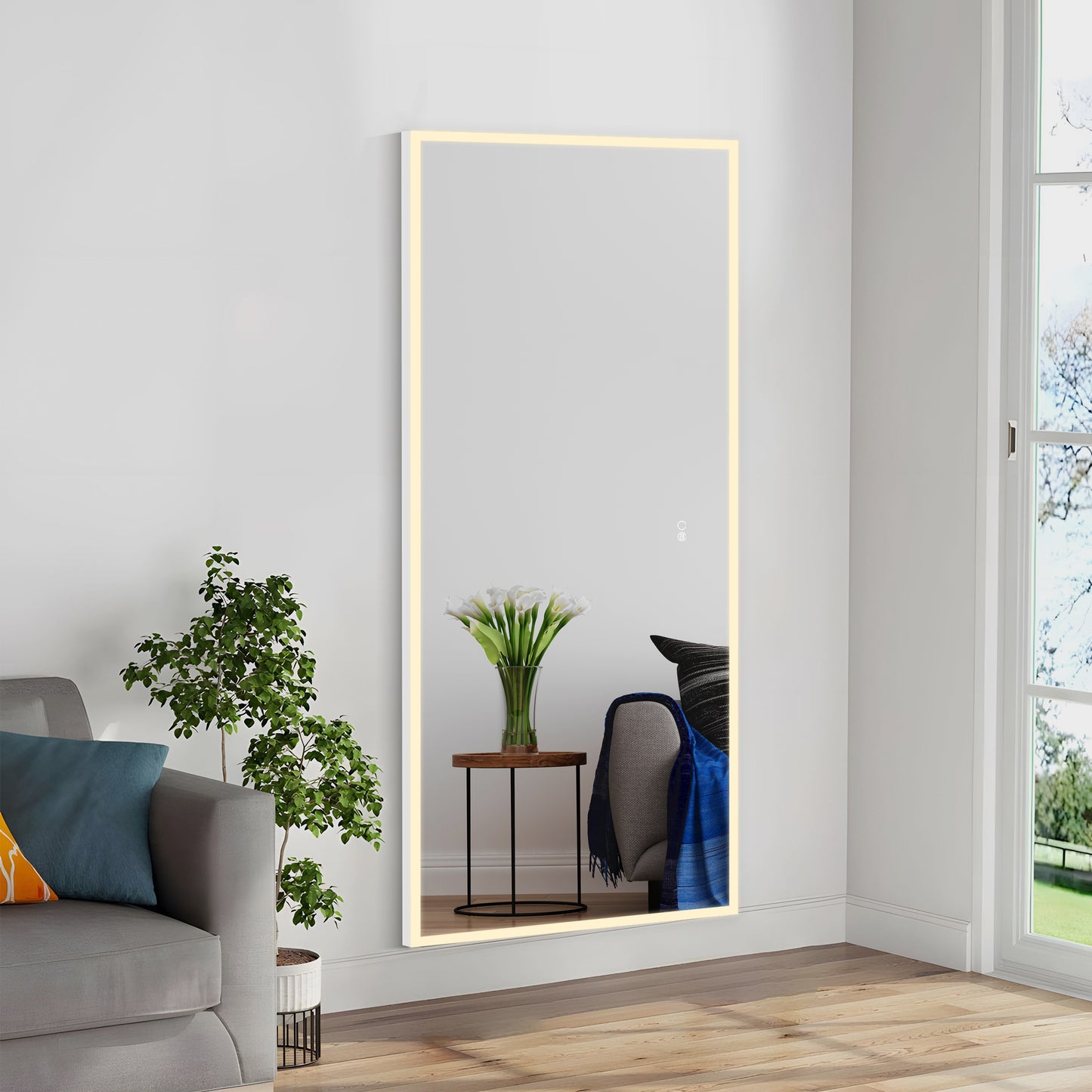 COLINE 26" x 63" Rectangular Silver Frameless LED Mirror