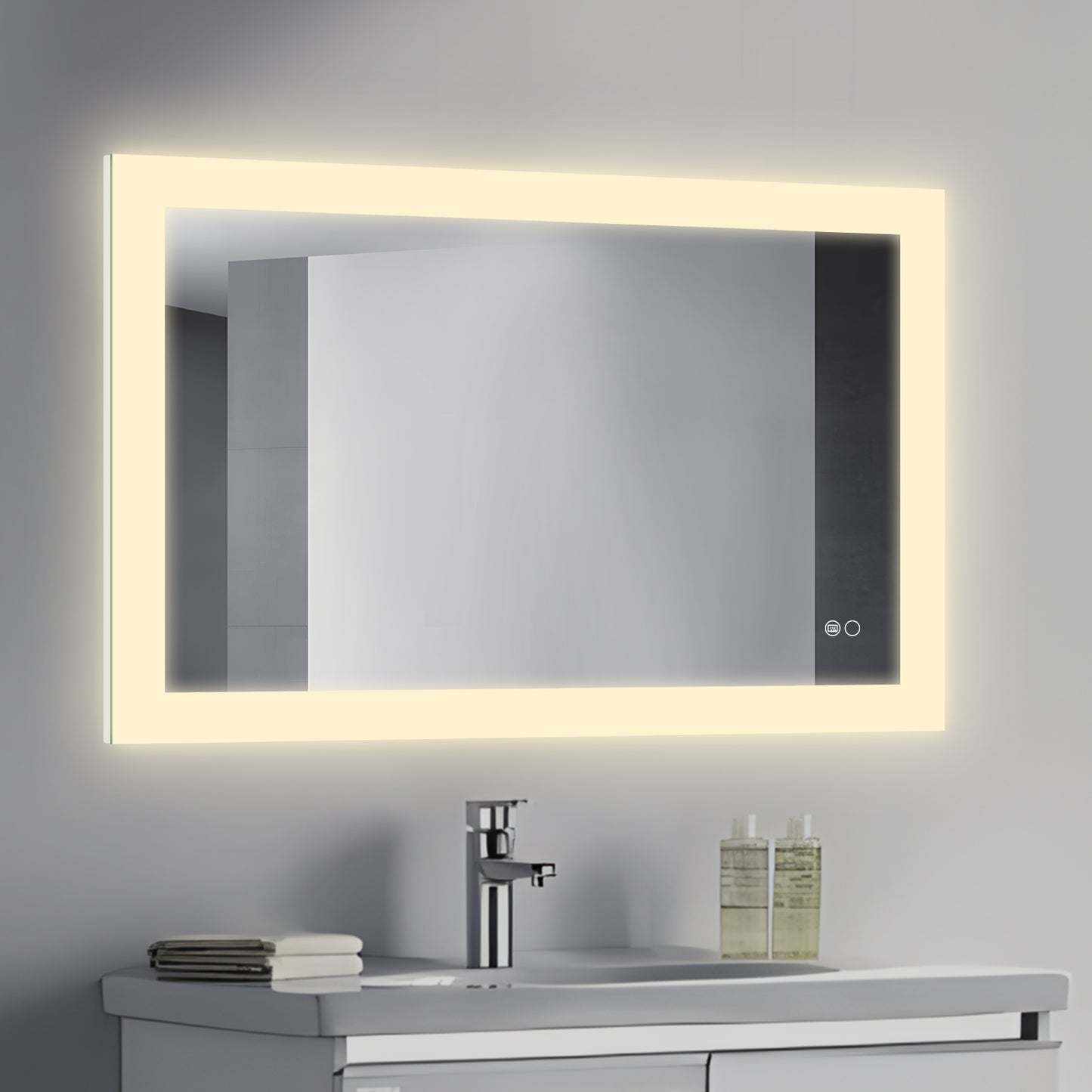 COLINE 40" x 24" Rectangular Silver Frameless LED Mirror