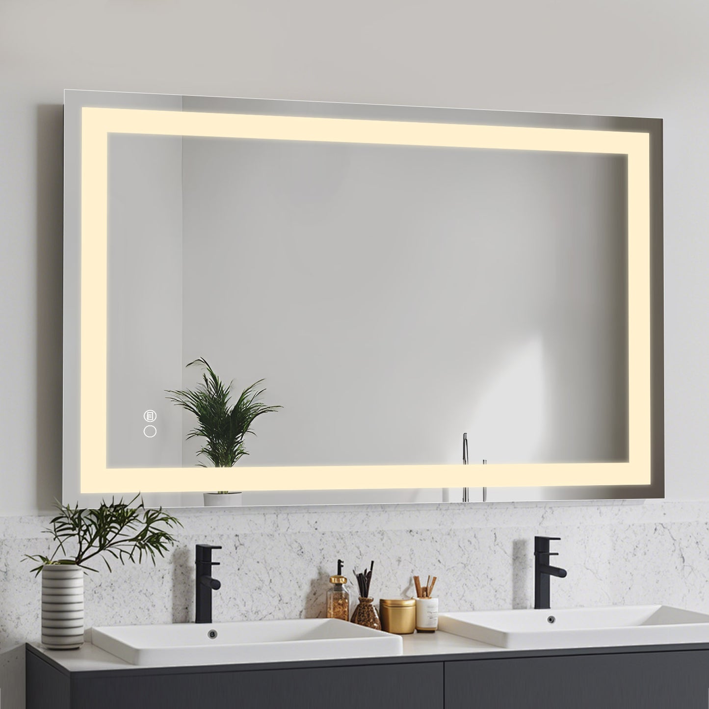 COLINE 28" x 40" Rectangular Silver Frameless LED Mirror