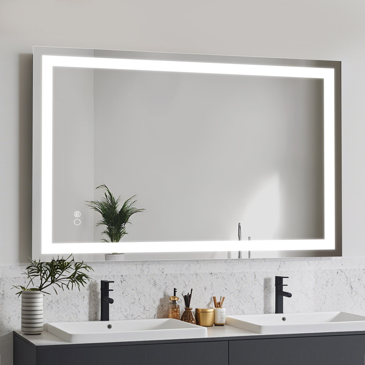 COLINE 28" x 40" Rectangular Silver Frameless LED Mirror