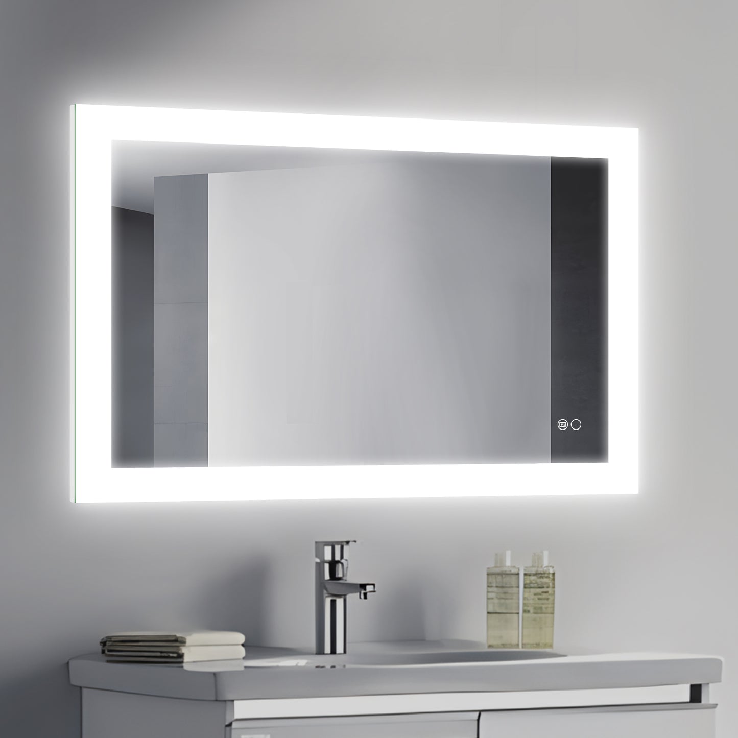 COLINE 40" x 24" Rectangular Silver Frameless LED Mirror