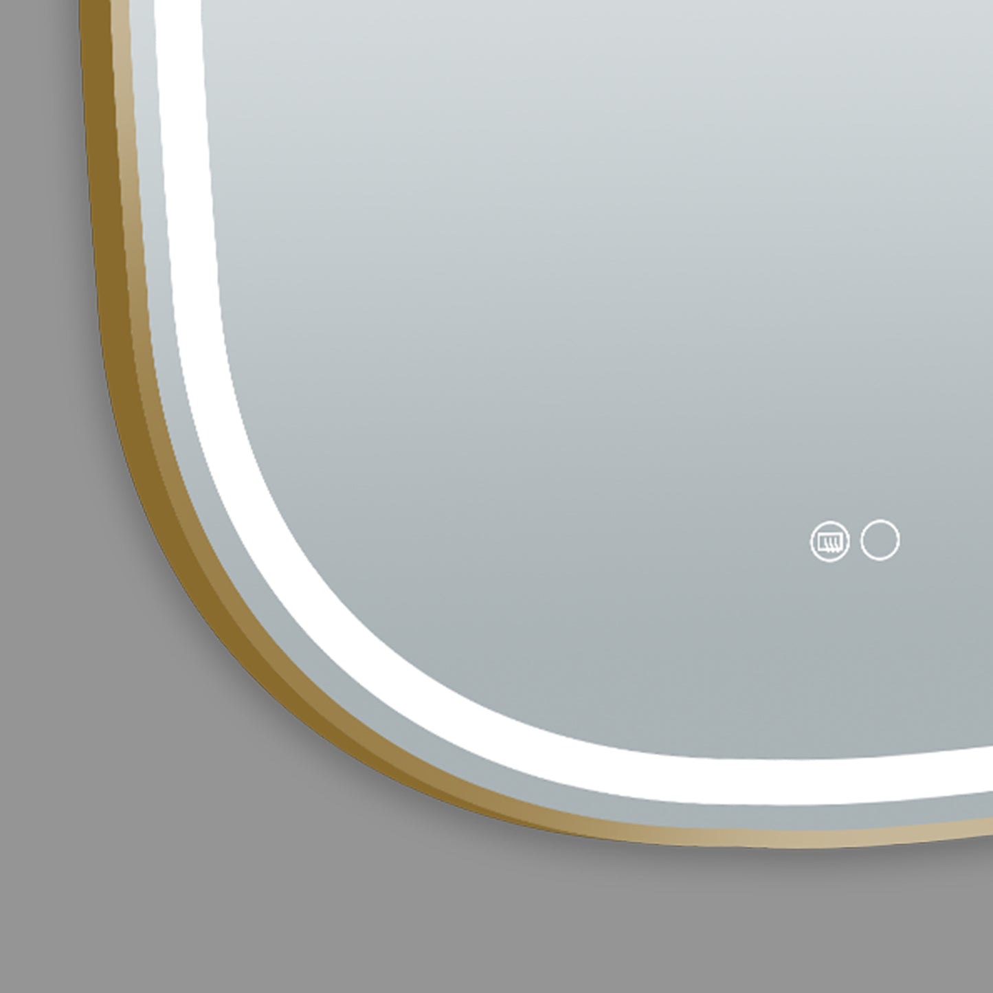 COLINE 24" x 32" Rounded Gold Metal Framed LED Mirror