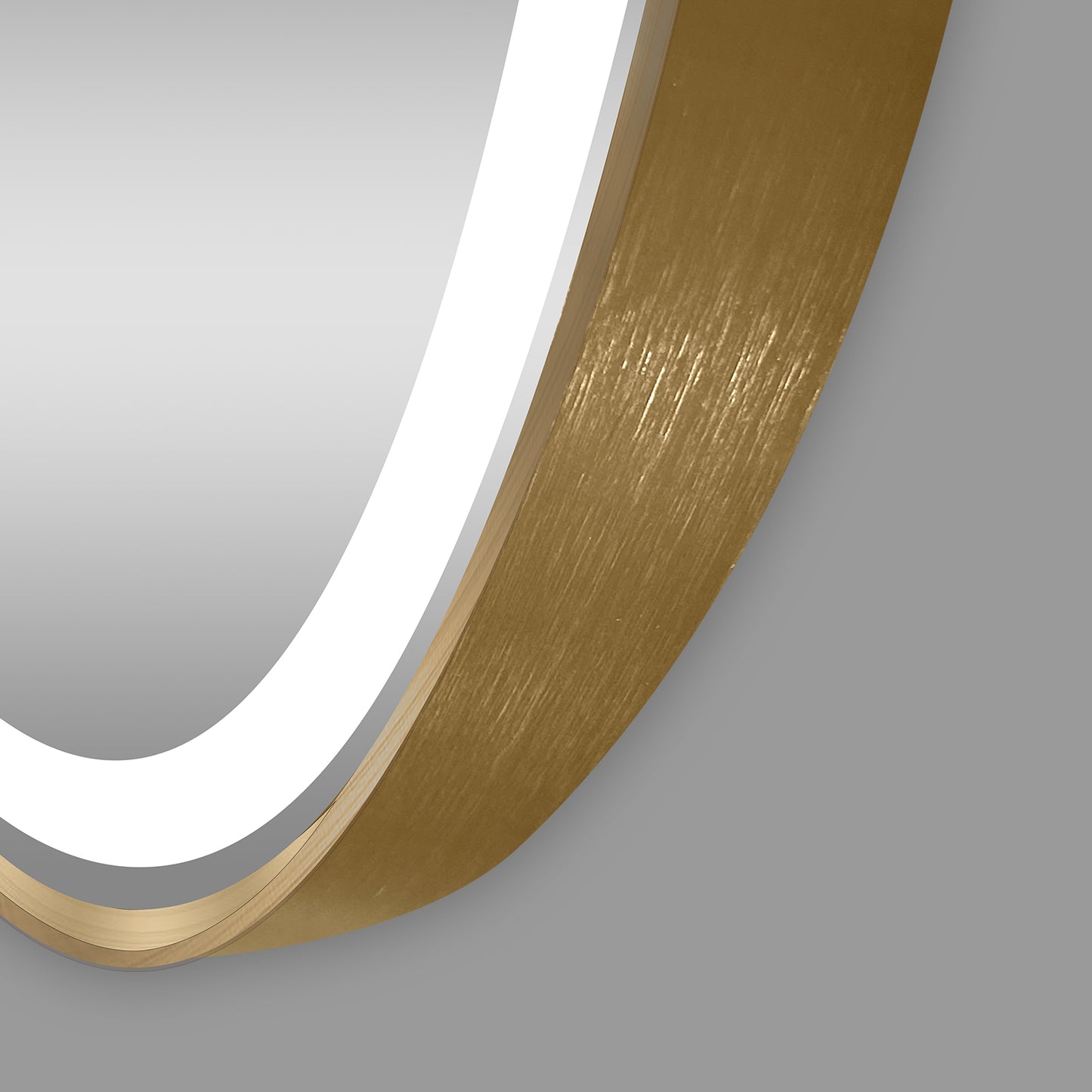 COLINE 26" x 63" Rounded Gold Metal Framed LED Mirror
