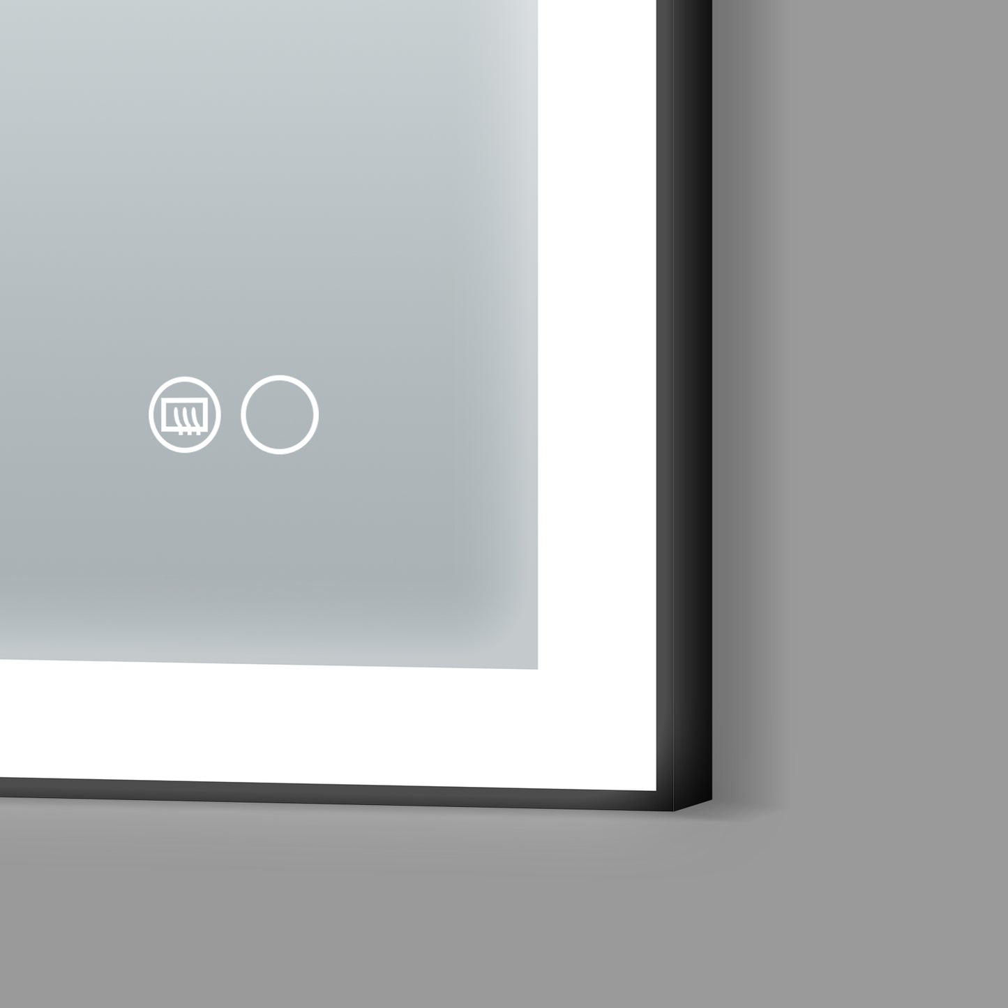 COLINE 32" x 24" Rectangular Black Metal Framed LED Ghost Mirror