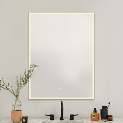 COLINE 24" x 32" Rectangular Silver Frameless LED Mirror Cabinet