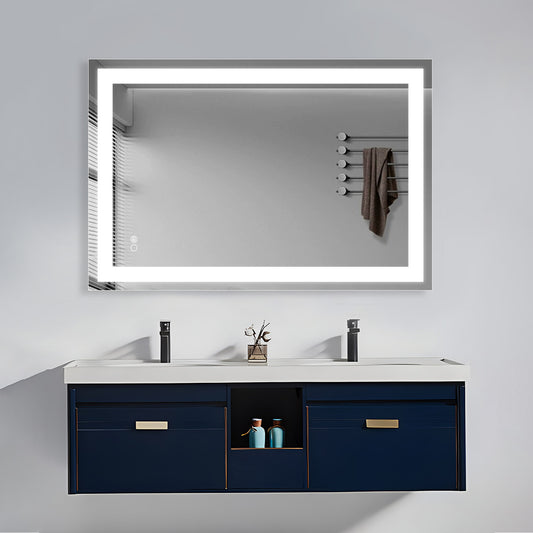 COLINE 24" x 32" Rectangular Silver Frameless LED Mirror