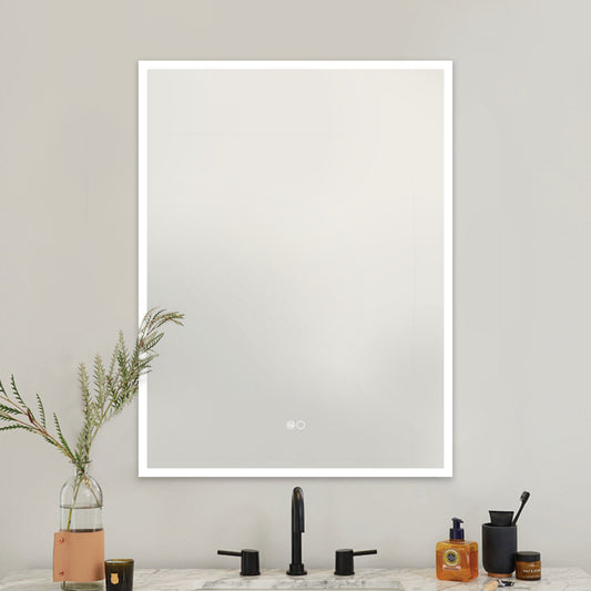 COLINE 24" x 32" Rectangular Silver Frameless LED Mirror Cabinet