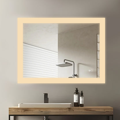 COLINE 32" x 24" Rectangular Silver Frameless LED Mirror