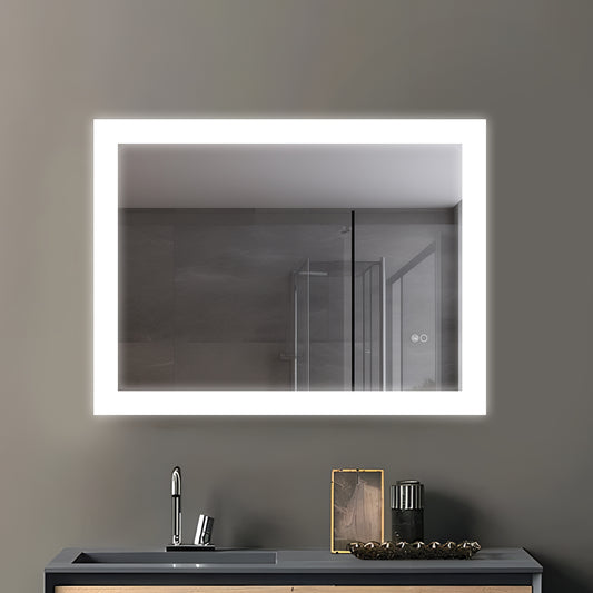 COLINE 32" x 24" Rectangular Silver Frameless LED Mirror