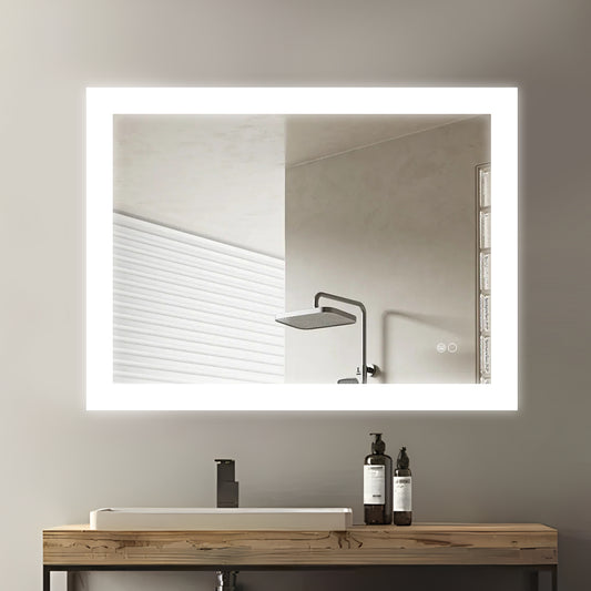 COLINE 32" x 24" Rectangular Silver Frameless LED Mirror