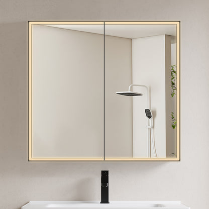 COLINE 32" x 28" Rectangular Black Frameless LED Mirror Cabinet