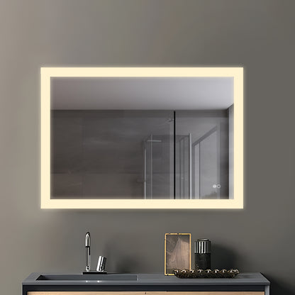 COLINE 40" x 24" Rectangular Silver Frameless LED Mirror