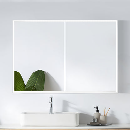 COLINE 40" x 28"  Rectangular Silver Metal Framed LED Mirror Cabinet