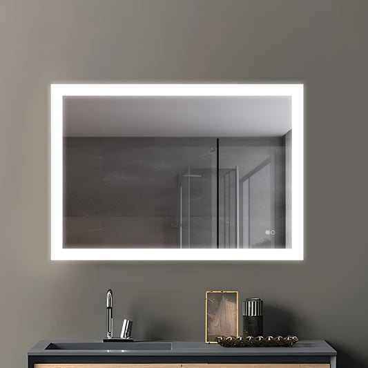 COLINE 40" x 24" Rectangular Silver Frameless LED Mirror
