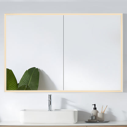 COLINE 48" x 32" Rectangular Silver Metal Framed LED Mirror Cabinet