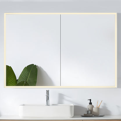 COLINE 48" x 32" Rectangular Silver Metal Framed LED Mirror Cabinet