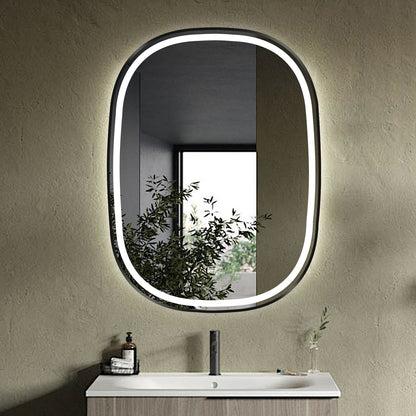 COLINE 24" x 32" Rounded Black Metal Framed LED Mirror