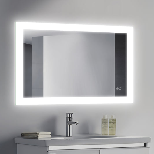 COLINE 40" x 24" Rectangular Silver Frameless LED Mirror