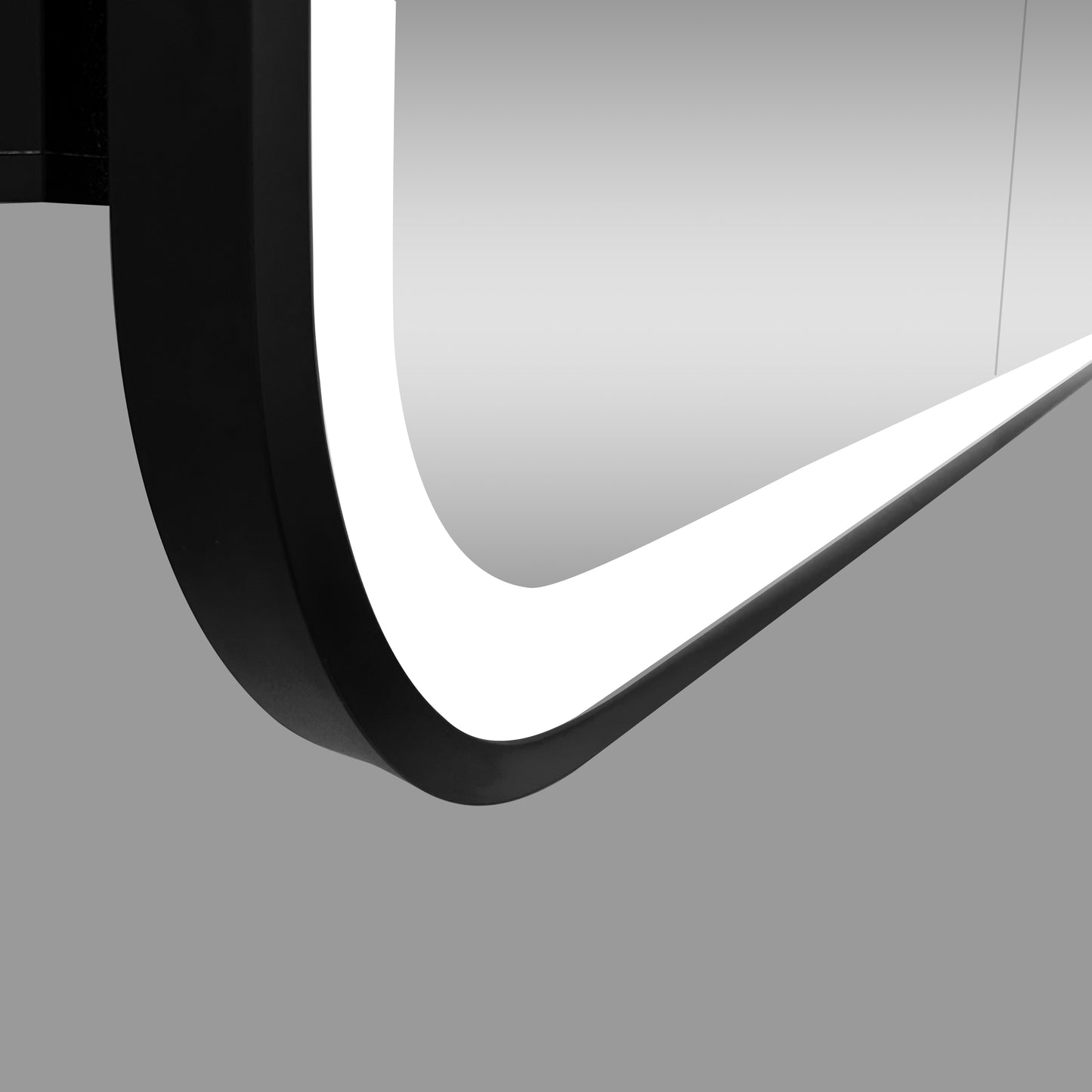 COLINE 40" x 28" Rounded Rectangular Black Metal Framed LED Mirror Cabinet